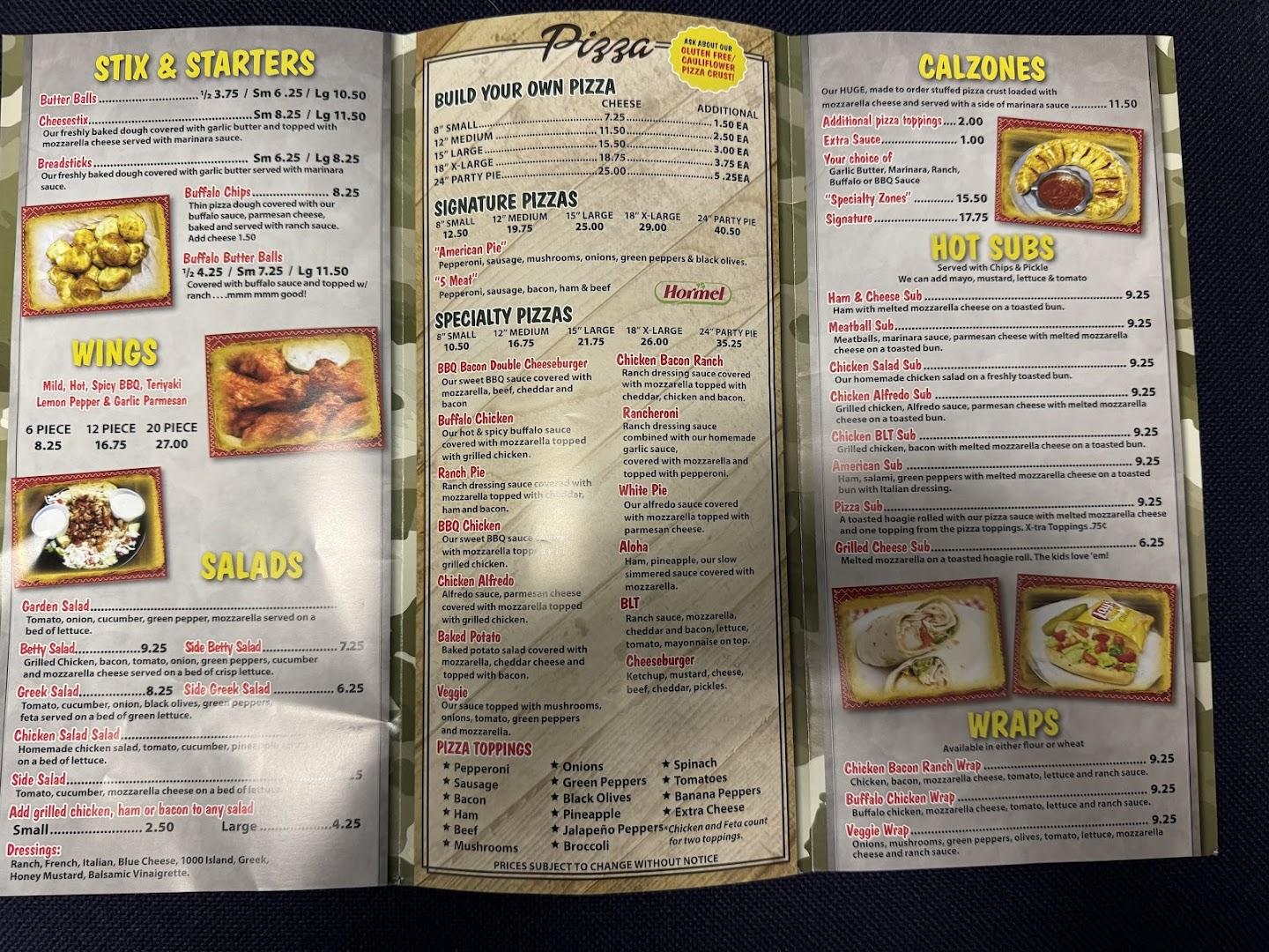 American Pie Pizzeria Griffin Menu